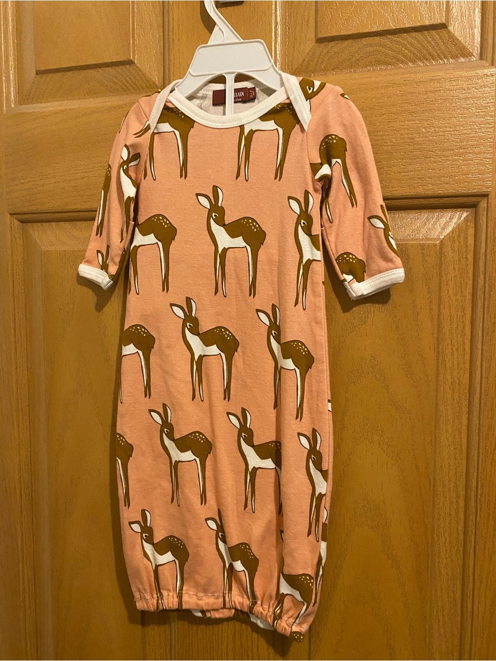 Milkbarn Pink Deer Print Infant Gown Pajamas